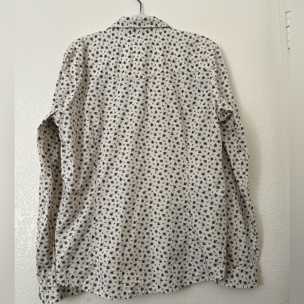 Carhartt Blue and White Floral Pearl Snap Western Shirt Ladies XXL EUC - Picture 2 of 7